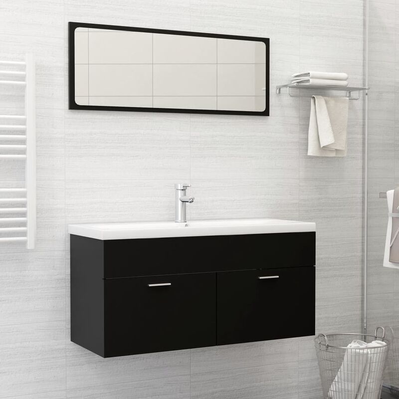 

Conjunto de muebles de baño 2 piezas aglomerado negro