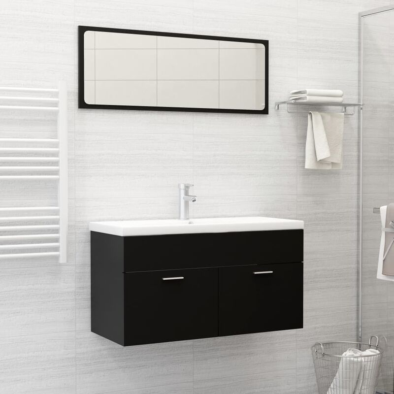 

Conjunto de muebles de baño 2 piezas aglomerado negro