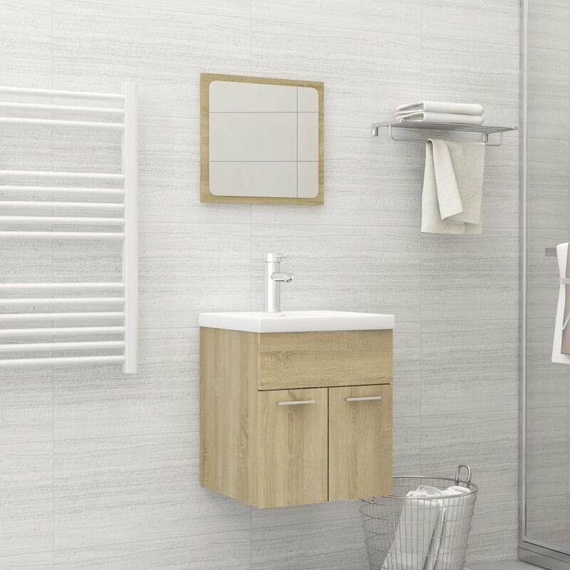 

Conjunto de muebles de bano 2 piezas aglomerado roble Sonoma