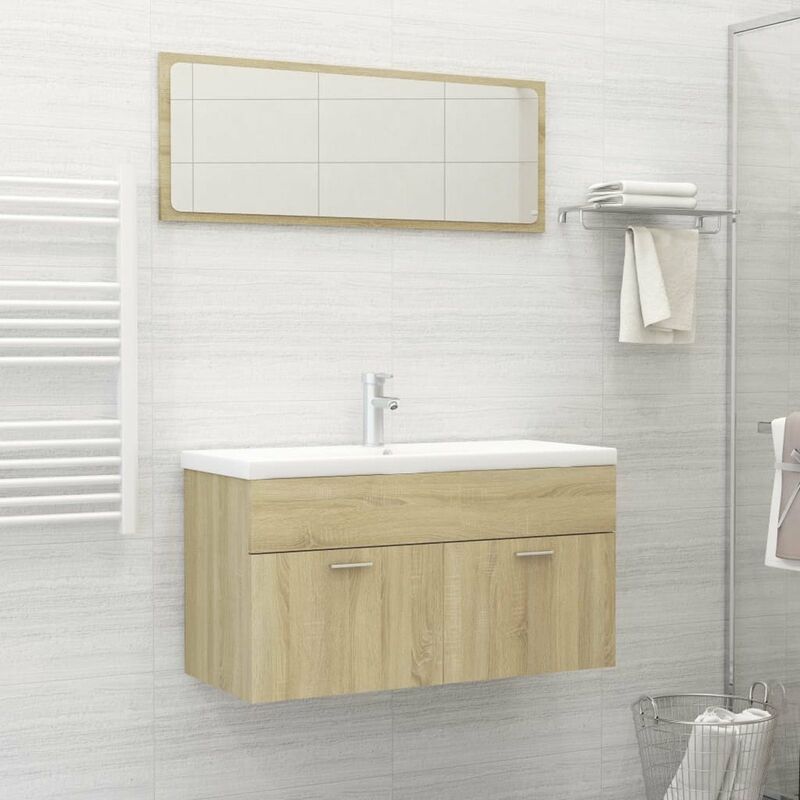 

Conjunto de muebles de bano 2 piezas aglomerado roble Sonoma