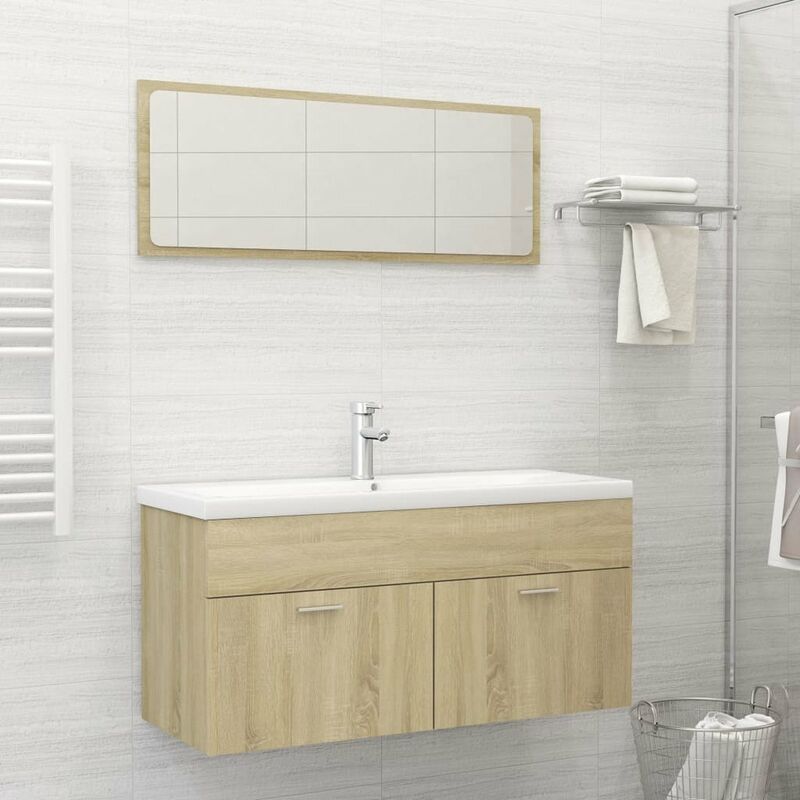 

Conjunto de muebles de bano 2 piezas aglomerado roble Sonoma