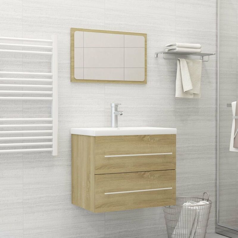 

Conjunto de muebles de bano 2 piezas aglomerado roble Sonoma