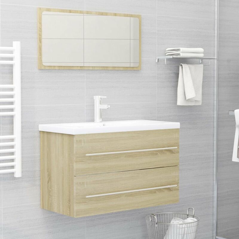 

Conjunto de muebles de bano 2 piezas aglomerado roble Sonoma