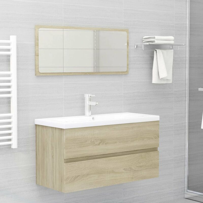

Conjunto de muebles de bano 2 piezas aglomerado roble Sonoma