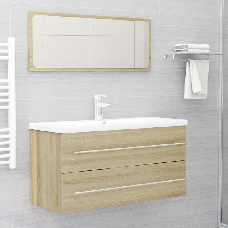 

Conjunto de muebles de baño 2 piezas aglomerado roble Sonoma