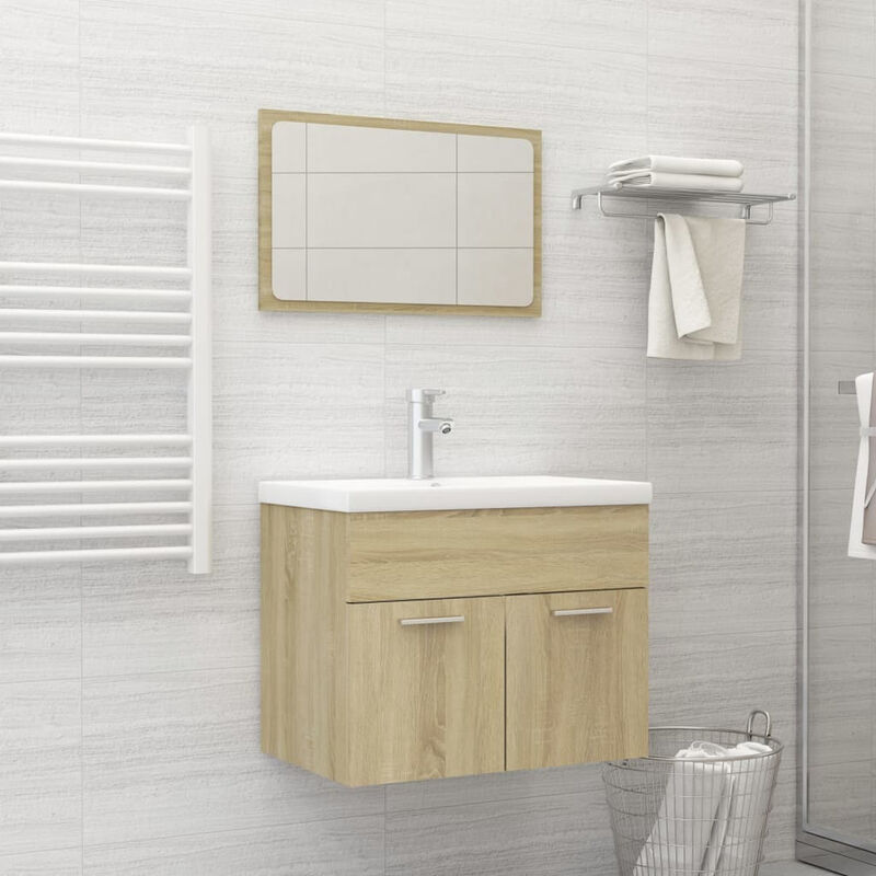 

Conjunto de muebles de bano 2 piezas aglomerado roble Sonoma