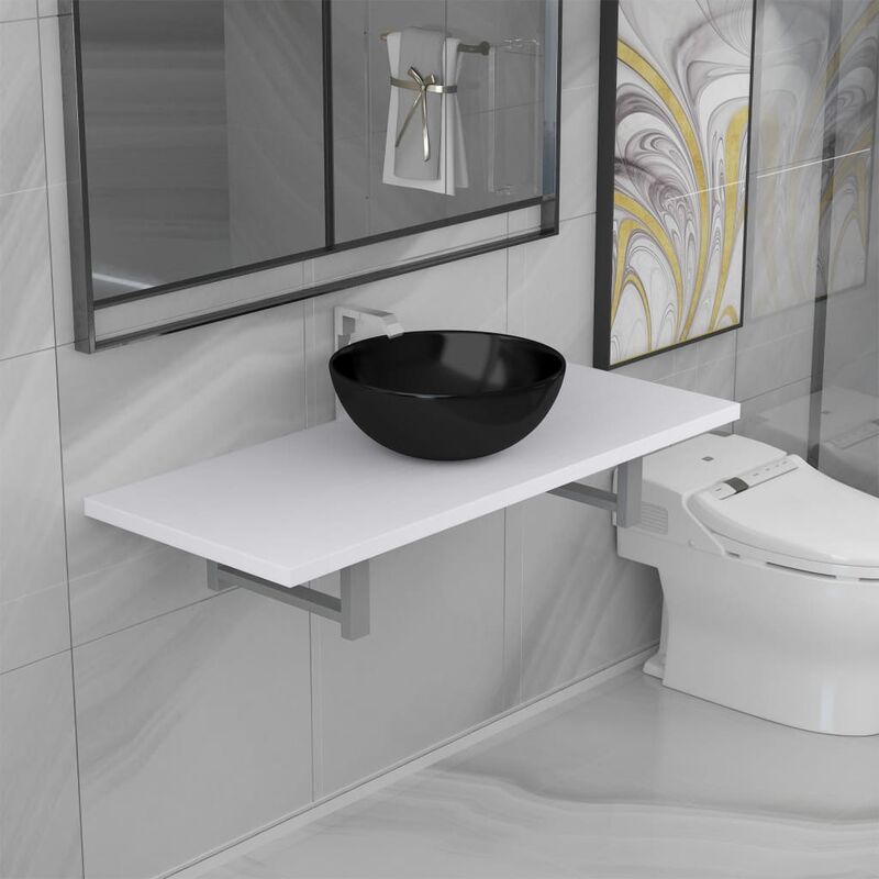 

Conjunto de muebles de baño 2 piezas cerámica blanco