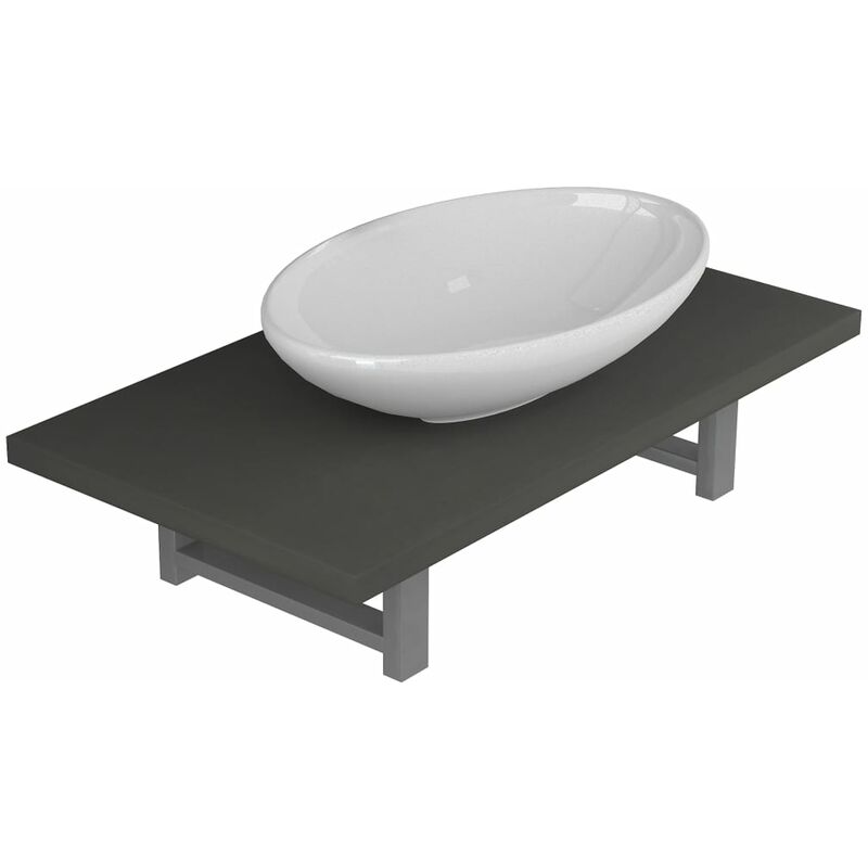 

Happyshopping - Conjunto de muebles de bano 2 piezas ceramica gris