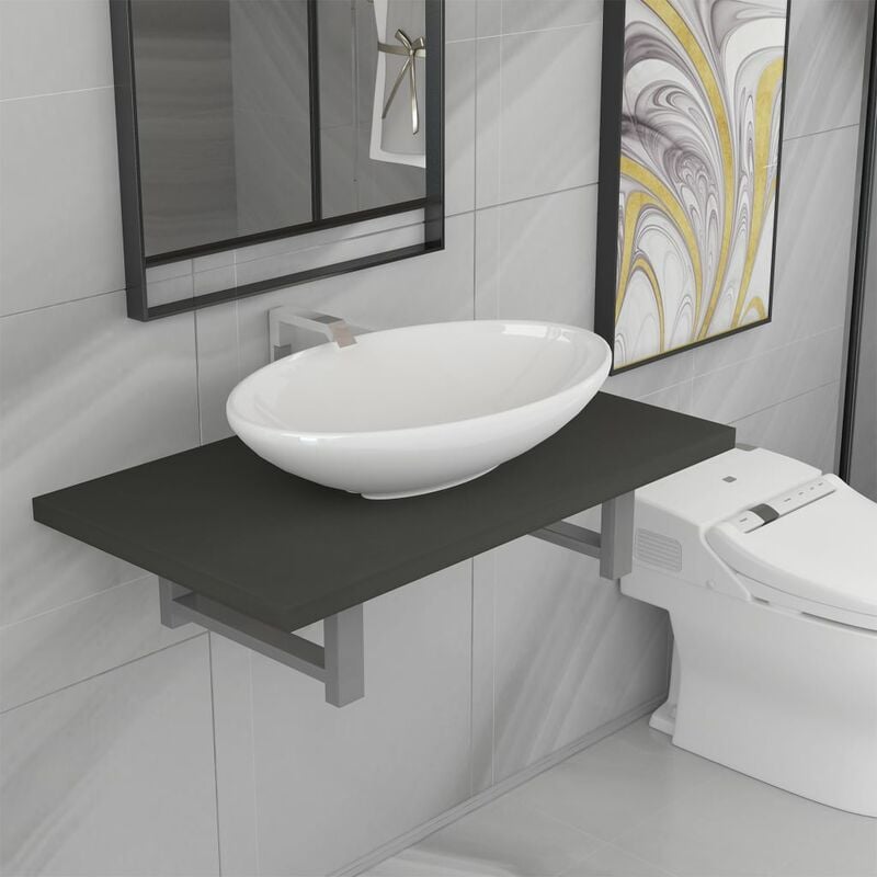 

Conjunto de muebles de baño 2 piezas cerámica gris