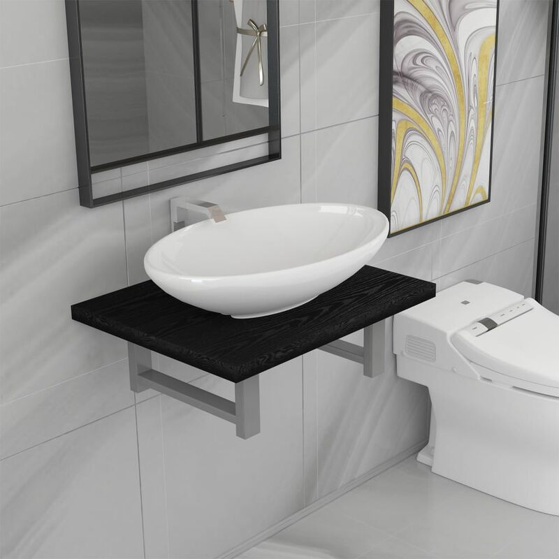

Conjunto de muebles de baño 2 piezas cerámica negro