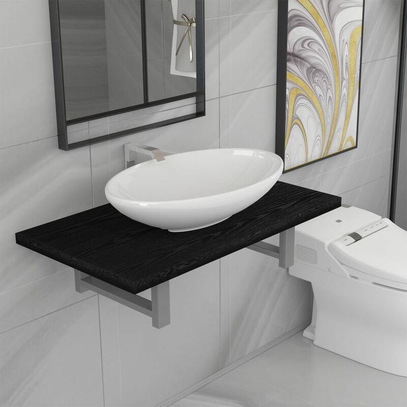 

Conjunto de muebles de baño 2 piezas cerámica negro
