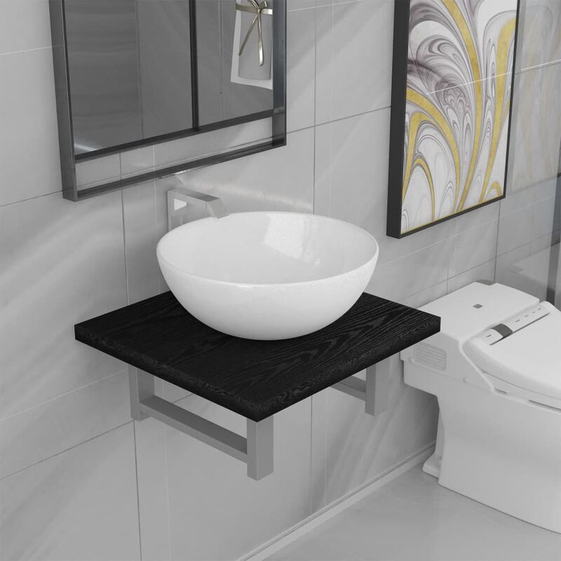 

Conjunto de muebles de baño 2 piezas cerámica negro