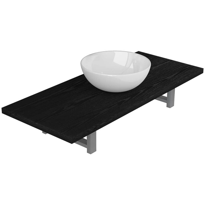 

Conjunto de muebles de baño 2 piezas cerámica negro - Negro - Vidaxl