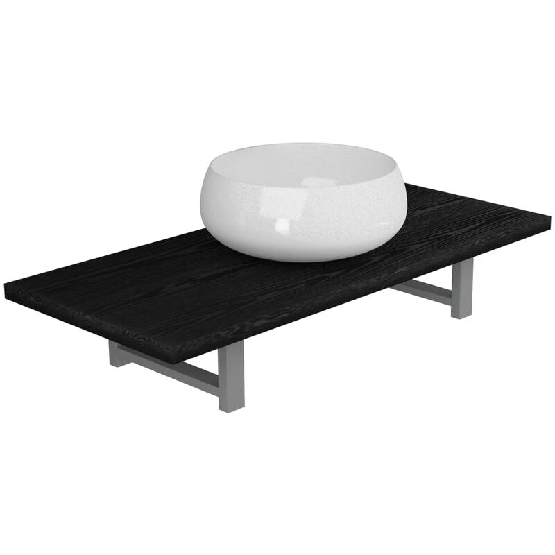 

vidaXL Conjunto de muebles de baño 2 piezas cerámica negro - Negro
