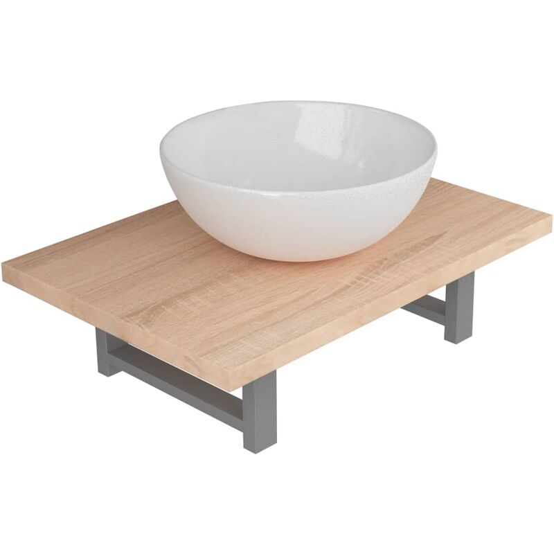 

Happyshopping - Conjunto de muebles de bano 2 piezas ceramica roble