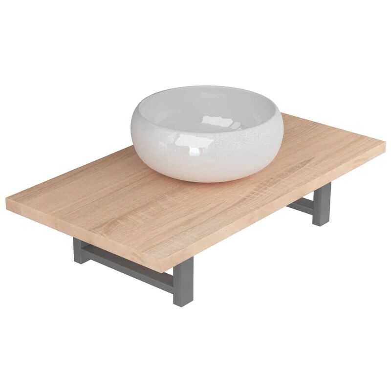 

Happyshopping - Conjunto de muebles de bano 2 piezas ceramica roble