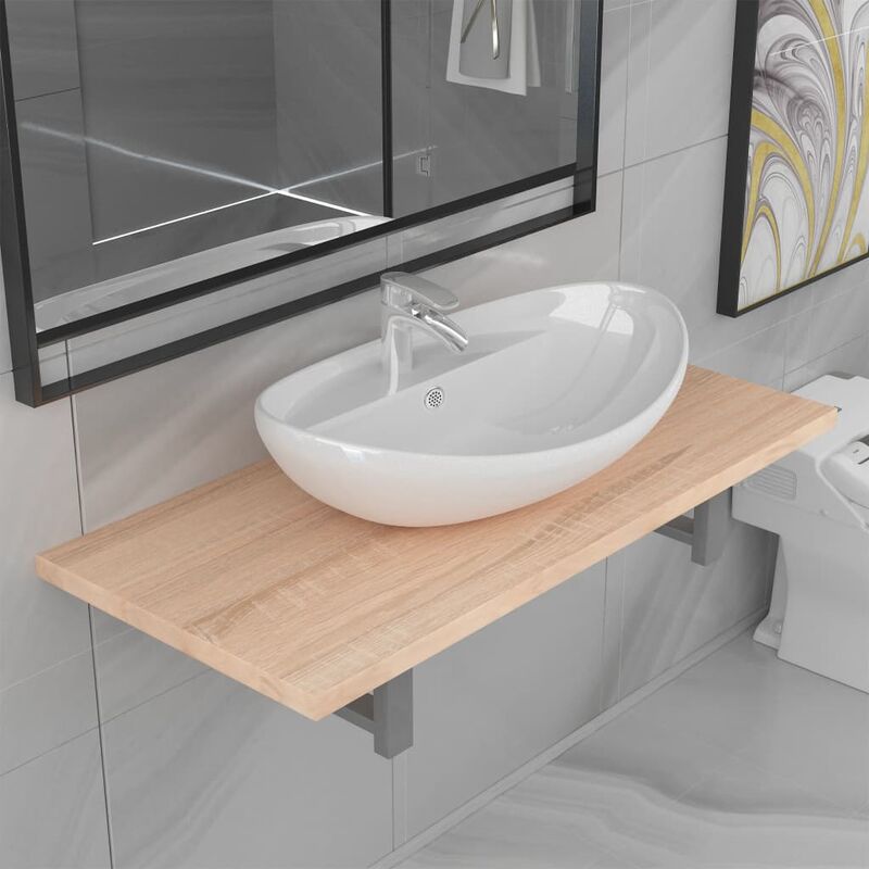 

Conjunto de muebles de baño 2 piezas cerámica roble