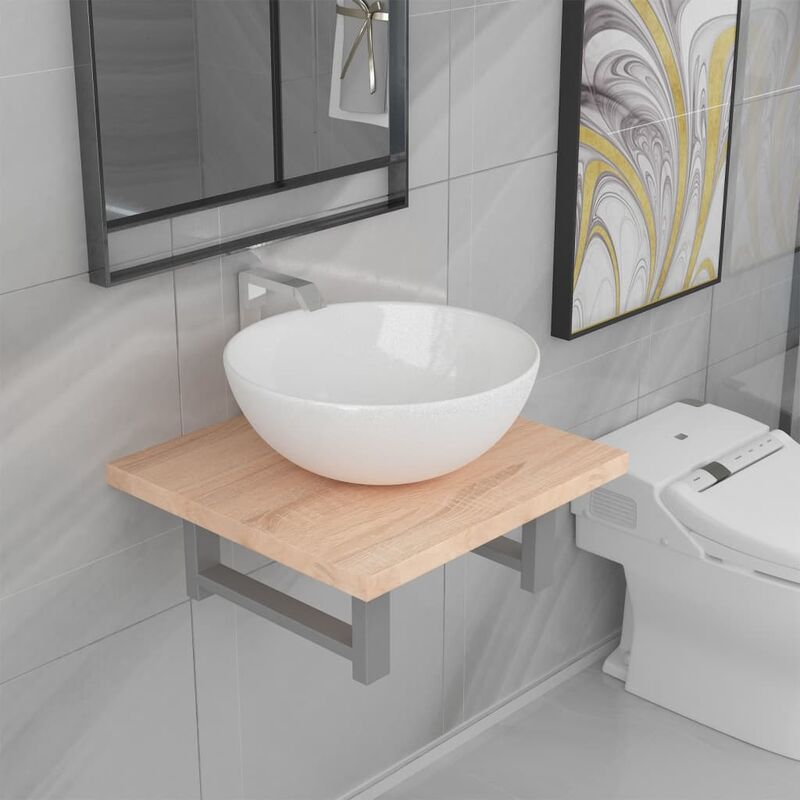

Conjunto de muebles de baño 2 piezas cerámica roble