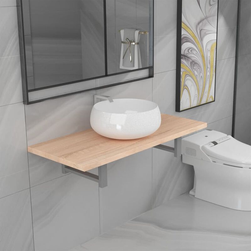 

Conjunto de muebles de baño 2 piezas cerámica roble