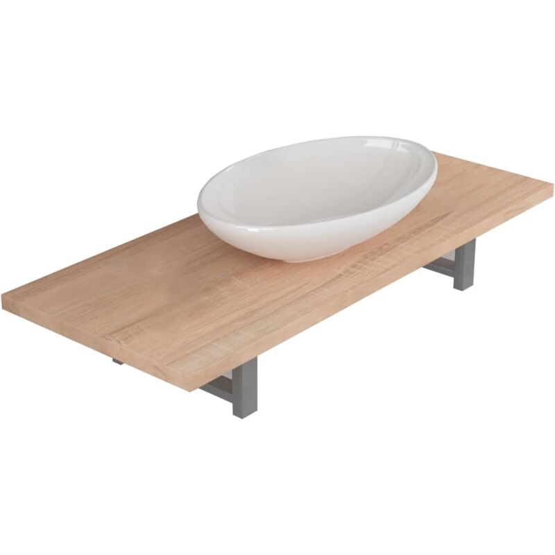 

Conjunto de muebles de baño 2 piezas cerámica roble - Marrón - Vidaxl