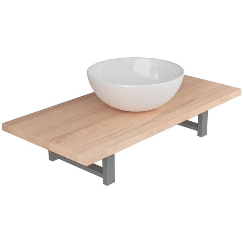 

Conjunto de muebles de baño 2 piezas cerámica roble - Marrón - Vidaxl