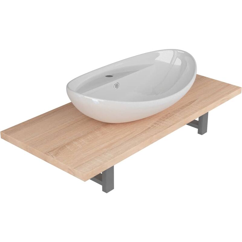 

Conjunto de muebles de baño 2 piezas cerámica roble - Marrón - Vidaxl