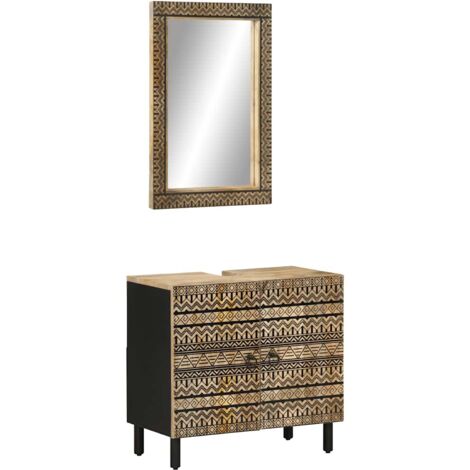 Conjunto de muebles de baño 2 piezas madera maciza de mango vidaXL