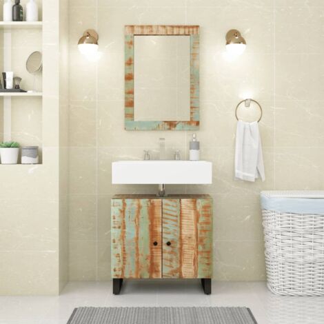Conjunto de muebles de baño 2 piezas madera maciza reciclada vidaXL