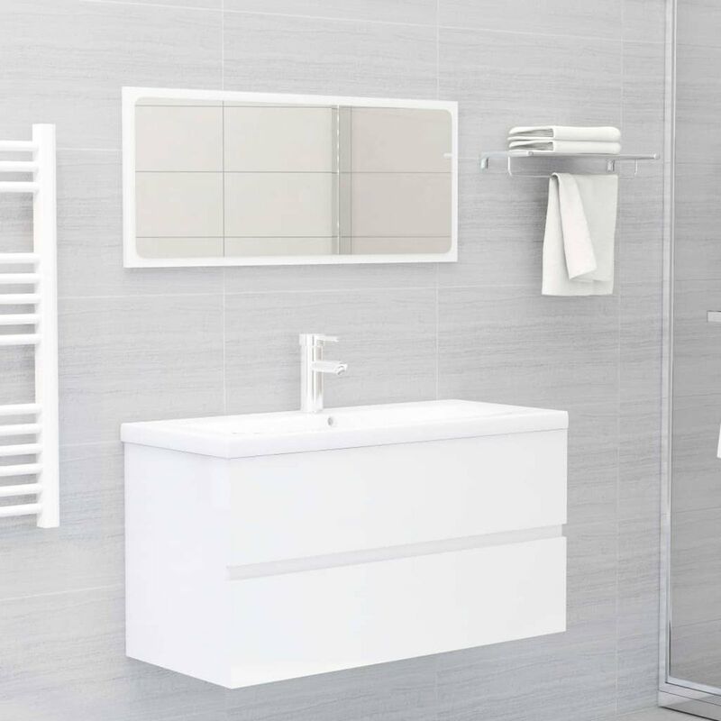

Conjunto de muebles de bano 2 pzas aglomerado blanco brillante