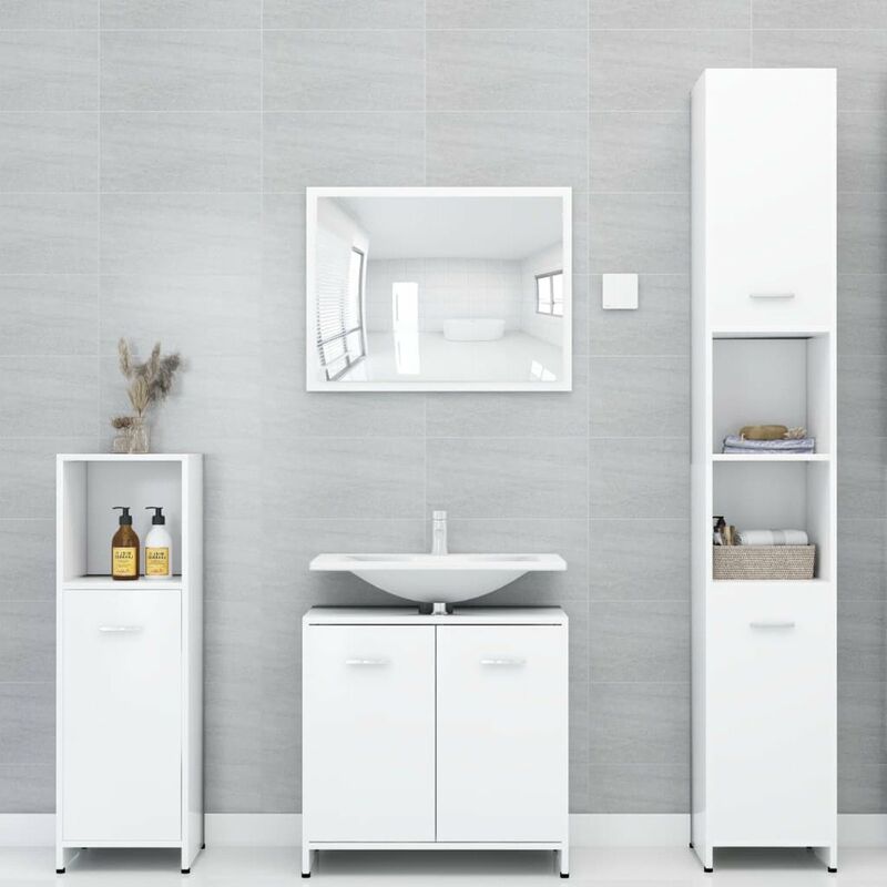 

Conjunto de muebles de bano 3 piezas aglomerado blanco