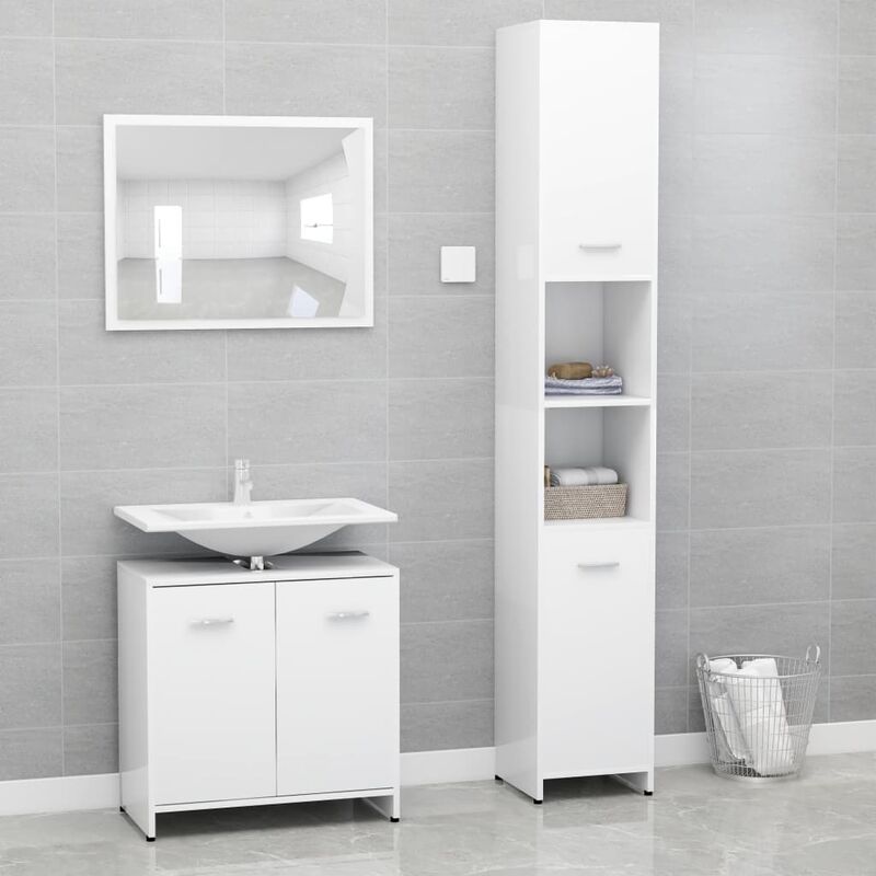 

Conjunto de muebles de baño 3 piezas aglomerado blanco