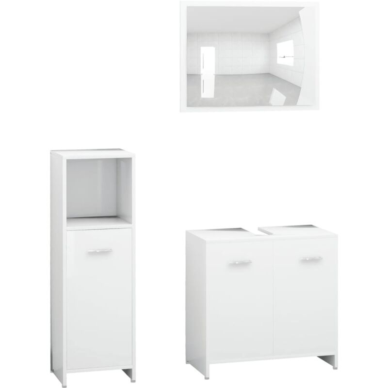 

Conjunto de muebles de baño 3 piezas aglomerado blanco - Blanco - Vidaxl