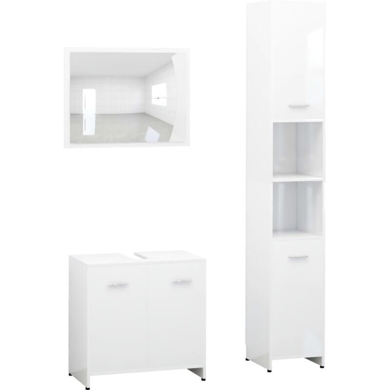 

Conjunto de muebles de baño 3 piezas aglomerado blanco - Blanco - Vidaxl