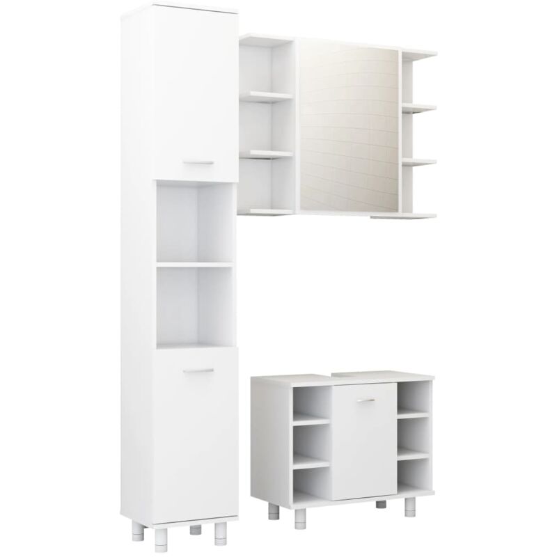 

vidaXL Conjunto de muebles de baño 3 piezas aglomerado blanco - Blanco