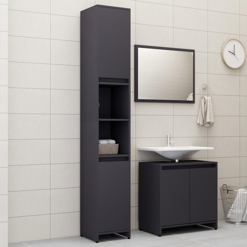 

Conjunto de muebles de baño 3 piezas aglomerado gris