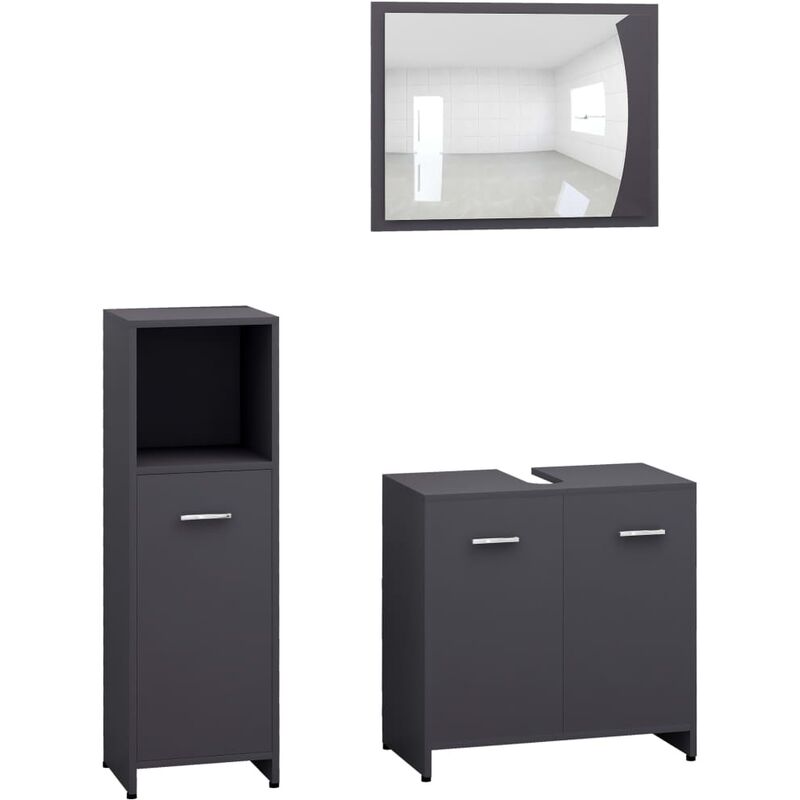 

Conjunto de muebles de baño 3 piezas aglomerado gris - Gris - Vidaxl