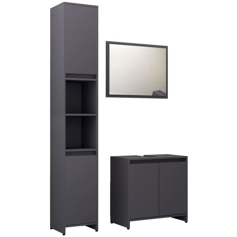 

Conjunto de muebles de baño 3 piezas aglomerado gris - Gris - Vidaxl