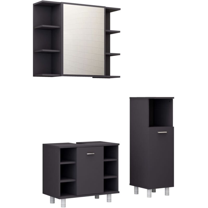 

Conjunto de muebles de baño 3 piezas aglomerado gris - Gris - Vidaxl