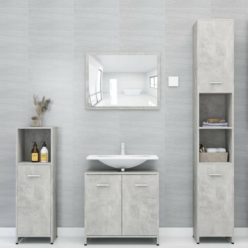 

Conjunto de muebles de bano 3 piezas aglomerado gris hormigon
