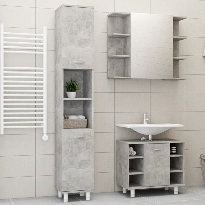 

Conjunto de muebles de bano 3 piezas aglomerado gris hormigon