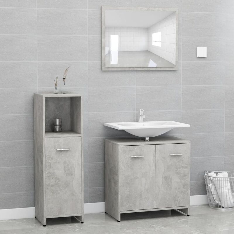 

Conjunto de muebles de baño 3 piezas aglomerado gris hormigón