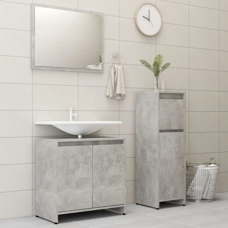 

Conjunto de muebles de baño 3 piezas aglomerado gris hormigón