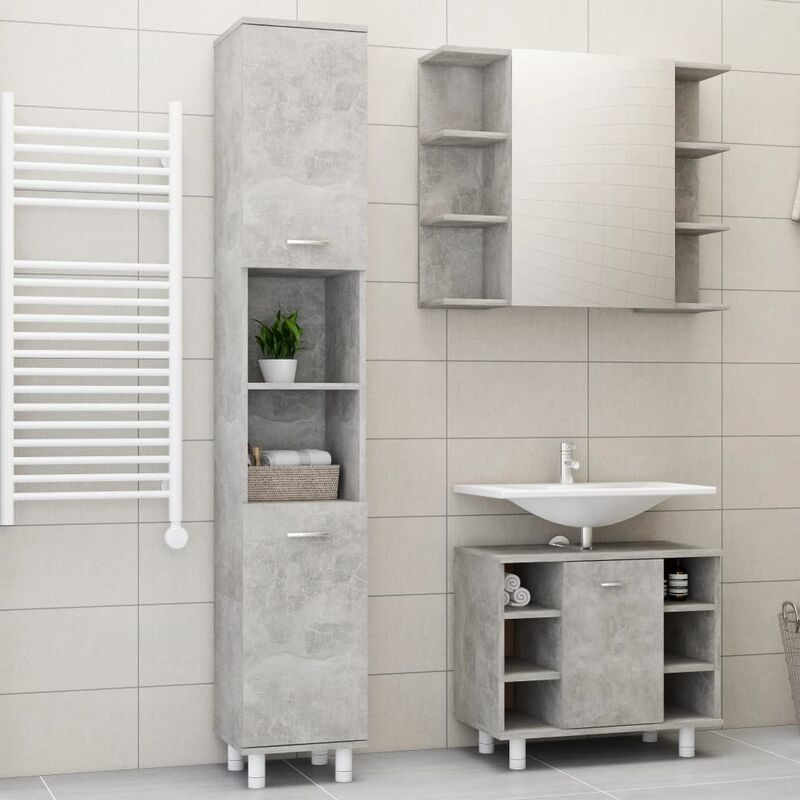 

Conjunto de muebles de baño 3 piezas aglomerado gris hormigón