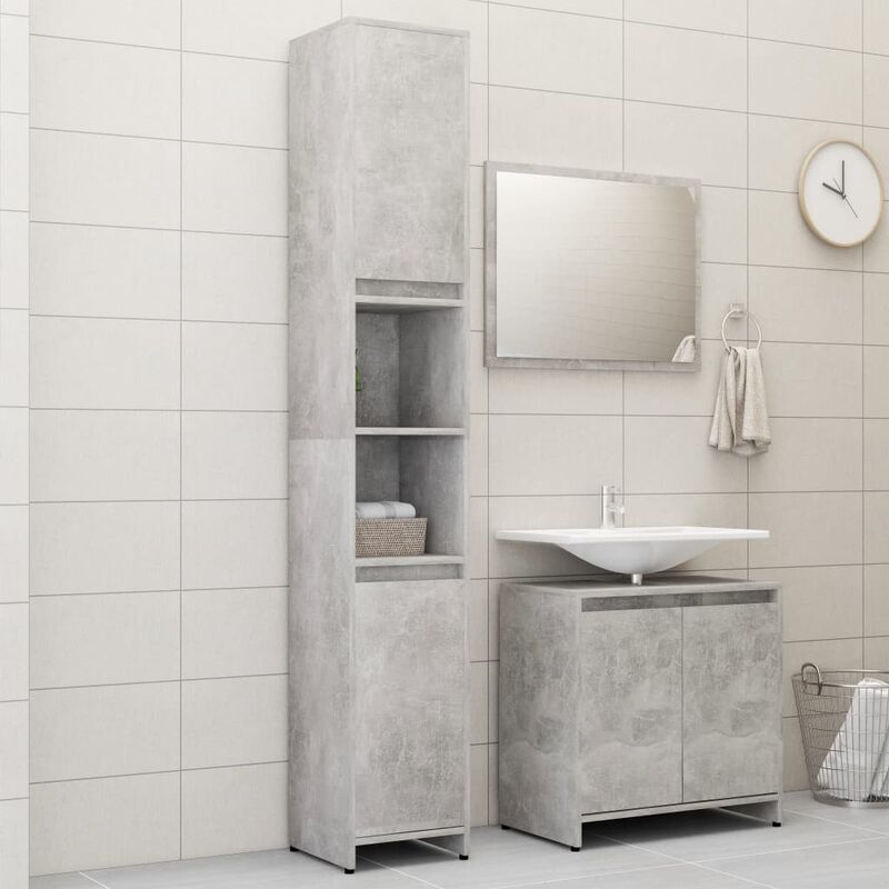 

Conjunto de muebles de baño 3 piezas aglomerado gris hormigón