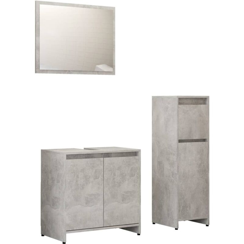 

Conjunto de muebles de baño 3 piezas aglomerado gris hormigón - Gris - Vidaxl