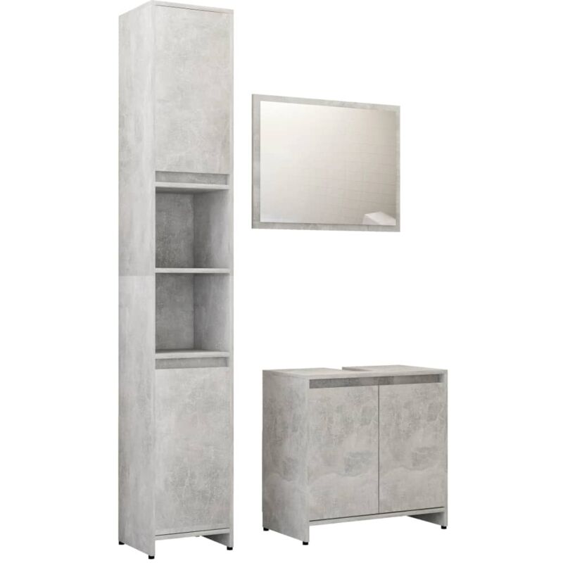 

vidaXL Conjunto de muebles de baño 3 piezas aglomerado gris hormigón - Gris