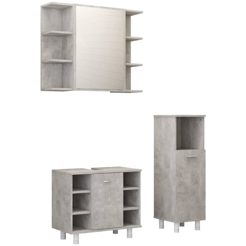 

Conjunto de muebles de baño 3 piezas aglomerado gris hormigón - Gris - Vidaxl