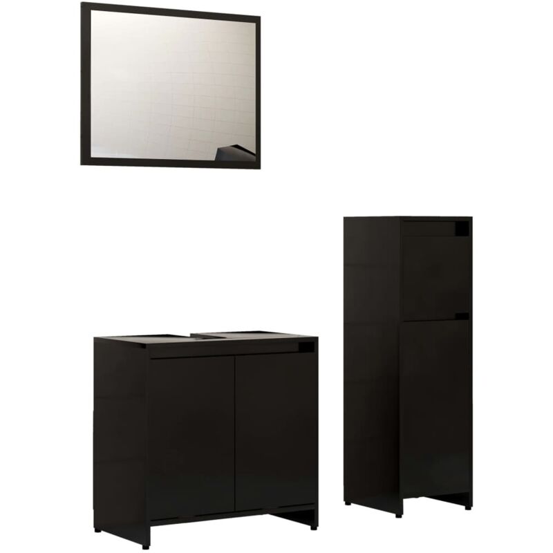

Conjunto de muebles de baño 3 piezas aglomerado negro - Negro - Vidaxl