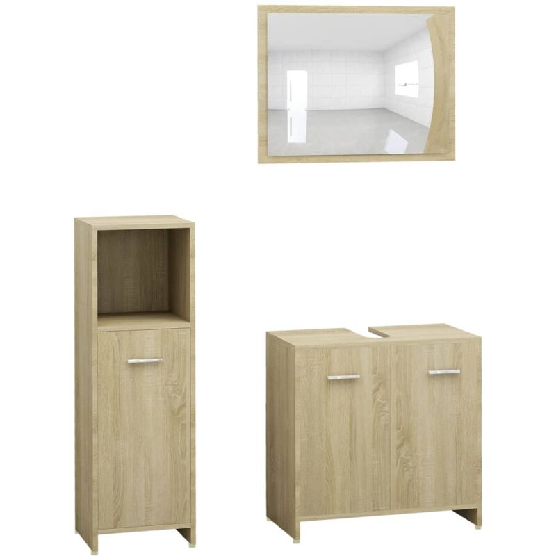 

Conjunto de muebles de baño 3 piezas aglomerado roble sonoma - Marrón - Vidaxl