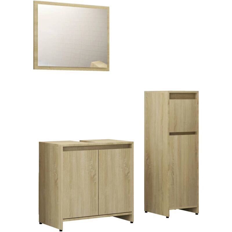 

Conjunto de muebles de baño 3 piezas aglomerado roble sonoma - Marrón - Vidaxl